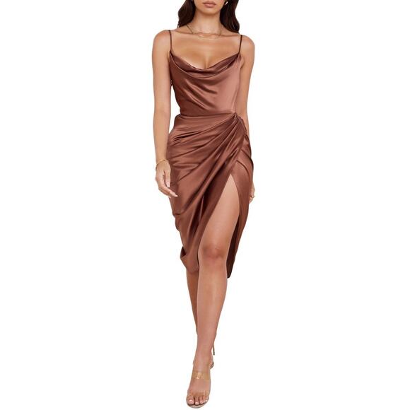 House of CB Reva Satin Balcony Corset Midi Dress Size S Small - Picture 3 of 10